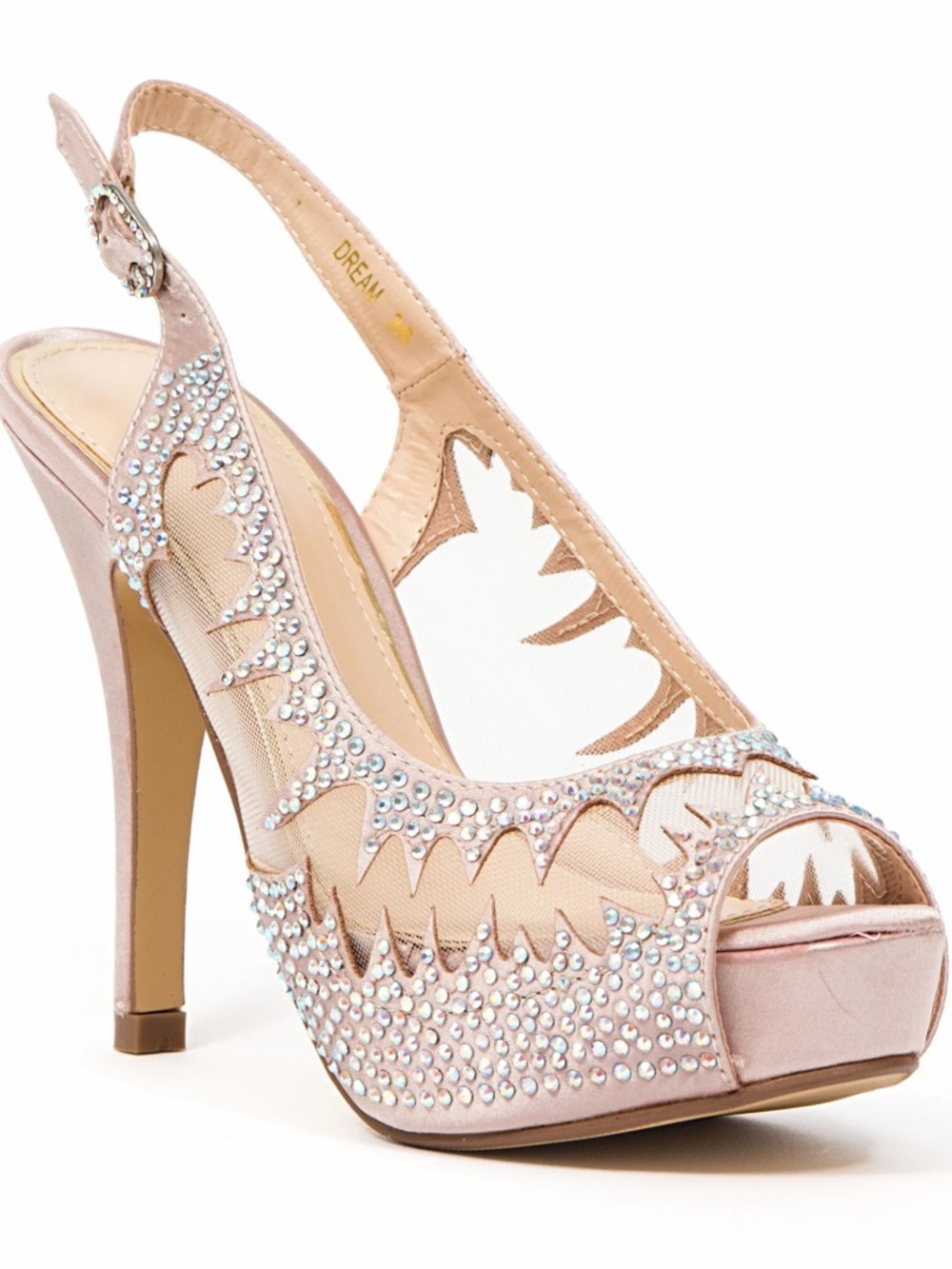 Crystal Embellished Slingback Heels in Blush Pink - Picture 3 of 6